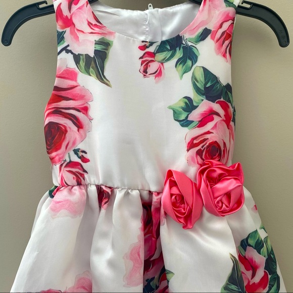 Pink and White floral Easter dress 5-6 - Picture 2 of 4